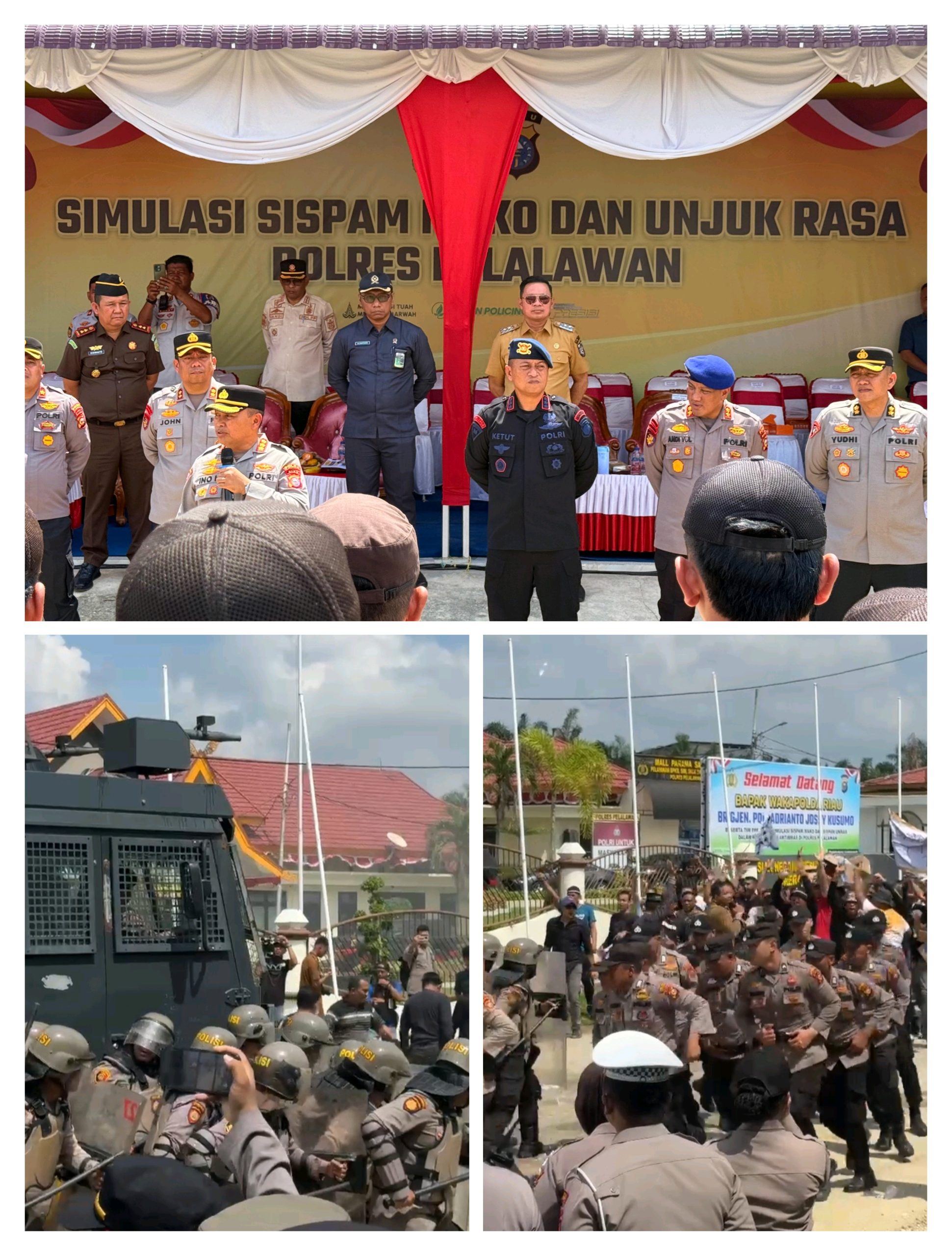 You are currently viewing Wabup Pelalawan Hadiri Penilaian Simulasi Sispam Mako dan Sispam Unras Polres Pelalawan