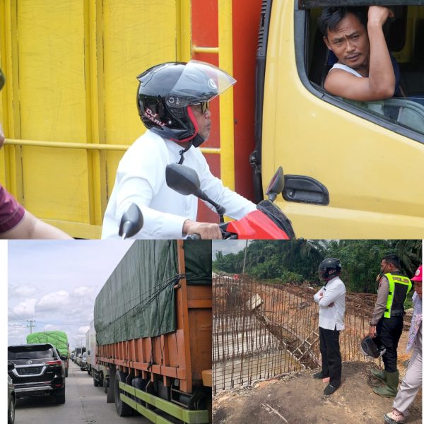 Bupati Pelalawan Tinjau Kemacetan di KM 83 Desa Kemang, Pekerjaan Jalan Dihentikan Sementara
